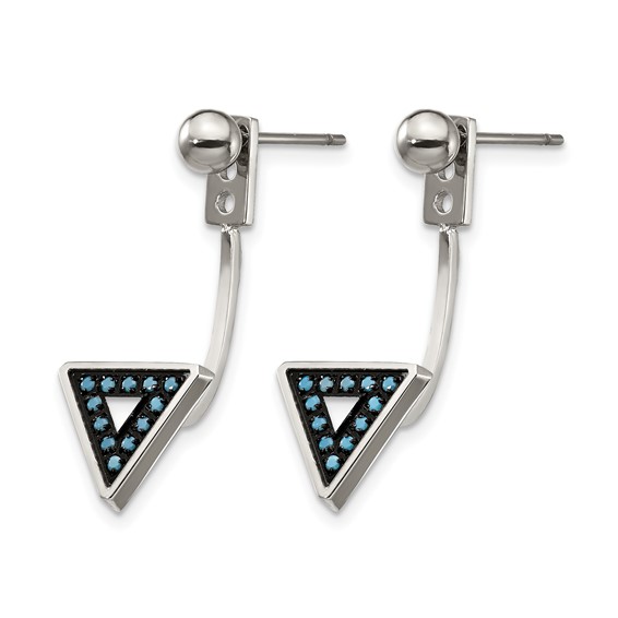 Stainless Steel Polished w/Reconstructed Turquoise Front & Back Earrings