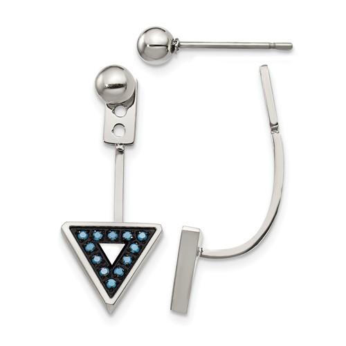 Stainless Steel Polished Earrings with Reconstructed Turquoise Front & Back