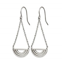 Chisel Stainless Steel Polished Dangle Shepherd Hook Earrings view 2