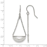 Chisel Stainless Steel Polished Dangle Shepherd Hook Earrings view 4