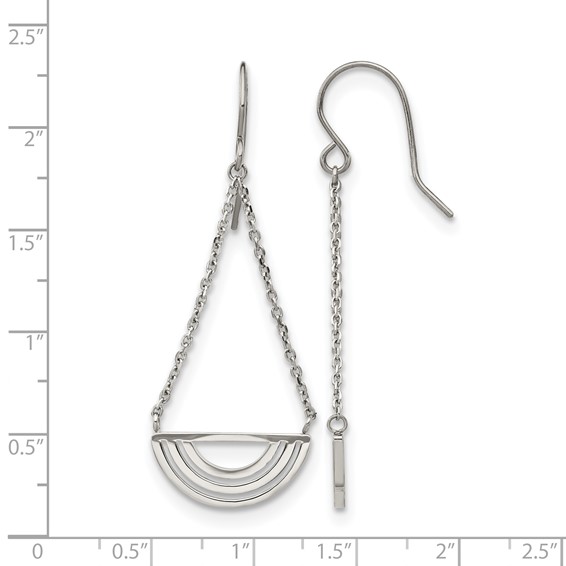 Chisel Stainless Steel Polished Dangle Shepherd Hook Earrings