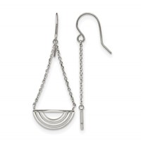 Chisel Stainless Steel Polished Dangle Shepherd Hook Earrings view 1