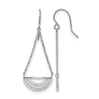 Chisel Stainless Steel Polished Dangle Shepherd Hook Earrings