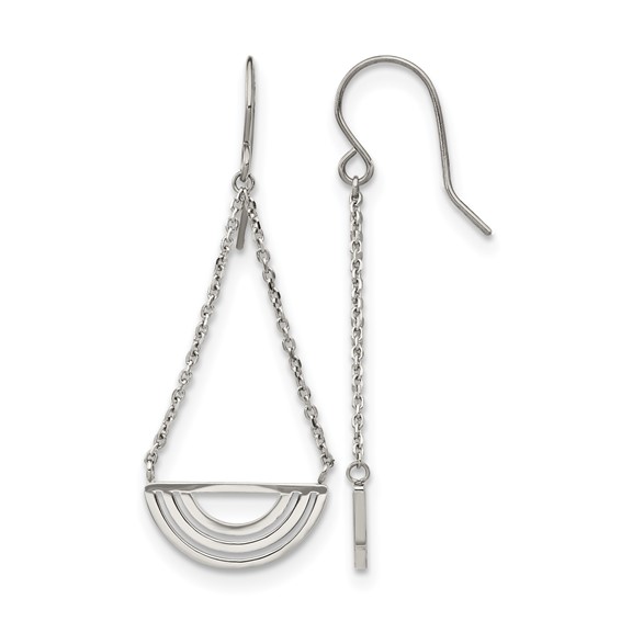 Chisel Stainless Steel Polished Dangle Shepherd Hook Earrings