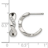 Chisel Stainless Steel Polished Earrings with Crystals Post Hoop view 4