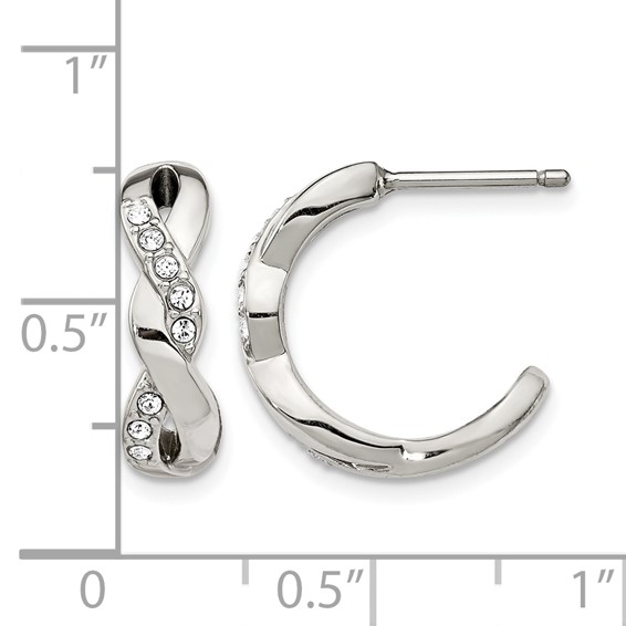 Chisel Stainless Steel Polished with Crystals Post Hoop Earrings