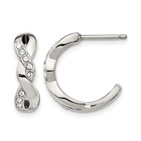 Chisel Stainless Steel Polished Earrings with Crystals Post Hoop view 1