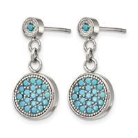 Chisel Stainless Steel Polished Reconstructed Turquoise Post Dangle Earrings view 2