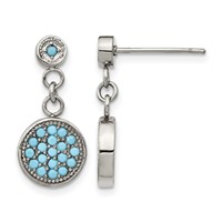 Chisel Stainless Steel Polished Reconstructed Turquoise Post Dangle Earrings view 1