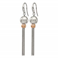 Chisel Stainless Steel Polished Rose IP-plated Shepherd Hook Dangle Earrings view 2