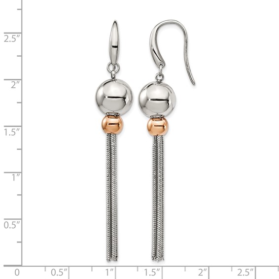 Chisel Stainless Steel Polished Rose IP-plated Shepherd Hook Dangle Earrings