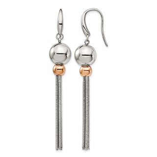 Chisel Stainless Steel Polished Rose IP-plated Shepherd Hook Dangle Earrings