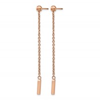 Chisel Stainless Steel Polished Rose IP-plated Bar Post Dangle Earrings view 2