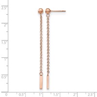 Chisel Stainless Steel Polished Rose IP-plated Bar Post Dangle Earrings view 4