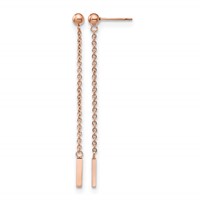 Chisel Stainless Steel Polished Rose IP-plated Bar Post Dangle Earrings view 1