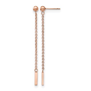 Chisel Stainless Steel Polished Rose IP-plated Bar Post Dangle Earrings