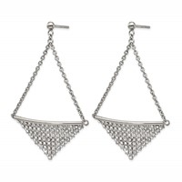 Stainless Steel Polished W Preciosa Crystal Post Dangle Earrings view 2