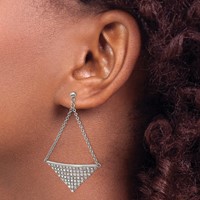 Stainless Steel Polished W Preciosa Crystal Post Dangle Earrings view 3
