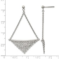 Stainless Steel Polished W Preciosa Crystal Post Dangle Earrings view 4