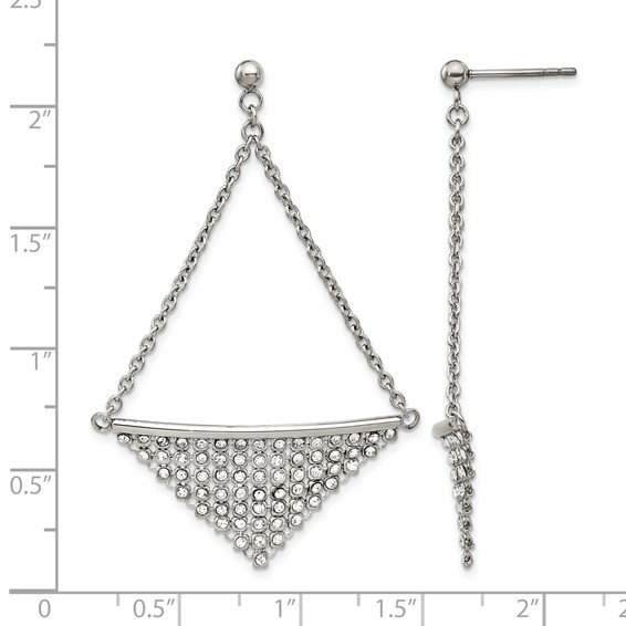 Stainless Steel Polished w/Preciosa Crystal Post Dangle Earrings