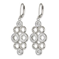 Chisel Stainless Steel Polished Earrings with Preciosa Crystal Circles Dangle Leverback view 2