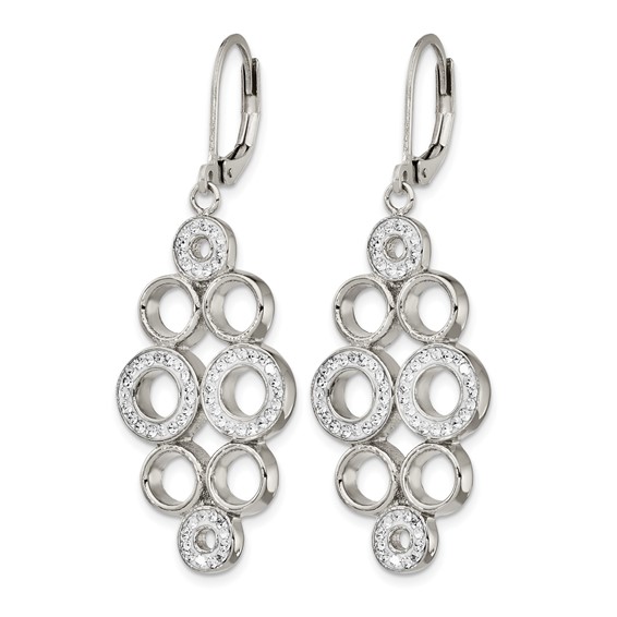 Chisel Stainless Steel Polished with Preciosa Crystal Circles Dangle Leverback Earrings
