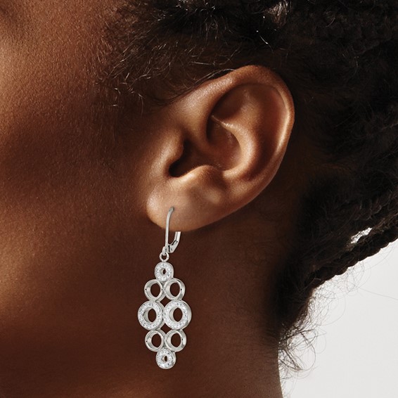 Chisel Stainless Steel Polished with Preciosa Crystal Circles Dangle Leverback Earrings