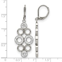 Chisel Stainless Steel Polished Earrings with Preciosa Crystal Circles Dangle Leverback view 4
