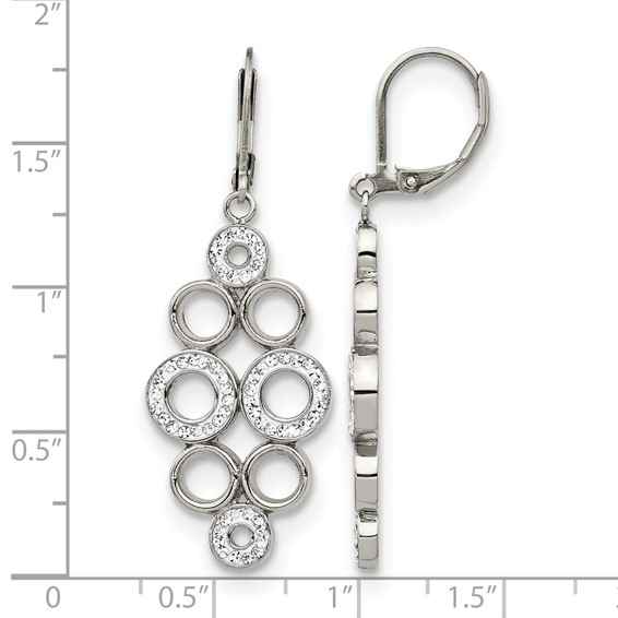 Chisel Stainless Steel Polished with Preciosa Crystal Circles Dangle Leverback Earrings