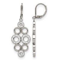 Chisel Stainless Steel Polished Earrings with Preciosa Crystal Circles Dangle Leverback view 1