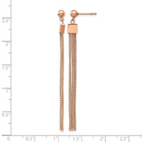 Stainless Steel Polished Rose IP-plated Chain Square Post Dangle Earrings view 4