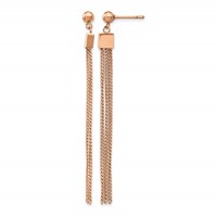 Stainless Steel Polished Rose IP-plated Chain Square Post Dangle Earrings view 1