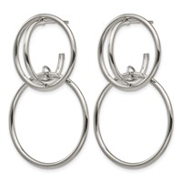 Chisel Stainless Steel Polished Interlocking Circles Post Dangle Earrings view 2