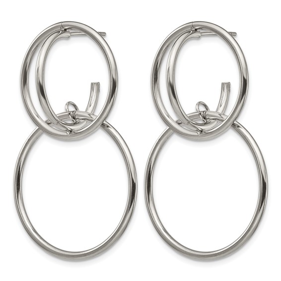 Chisel Stainless Steel Polished Interlocking Circles Post Dangle Earrings