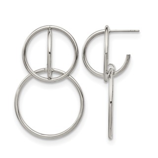 Chisel Stainless Steel Polished Interlocking Circles Post Dangle Earrings