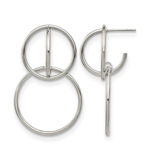 Chisel Stainless Steel Polished Interlocking Circles Post Dangle Earrings