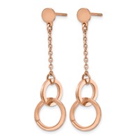 Chisel Stainless Steel Polished Rose IP-plated Post Dangle Earrings view 2