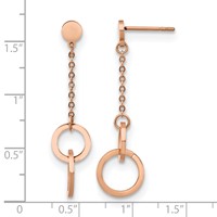 Chisel Stainless Steel Polished Rose IP-plated Post Dangle Earrings view 4
