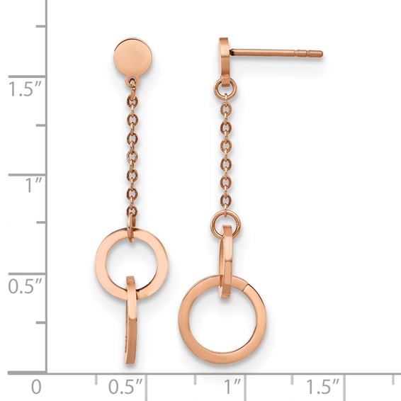 Chisel Stainless Steel Polished Rose IP-plated Post Dangle Earrings