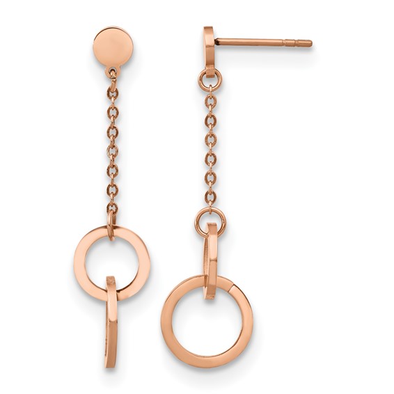 Chisel Stainless Steel Polished Rose IP-plated Post Dangle Earrings