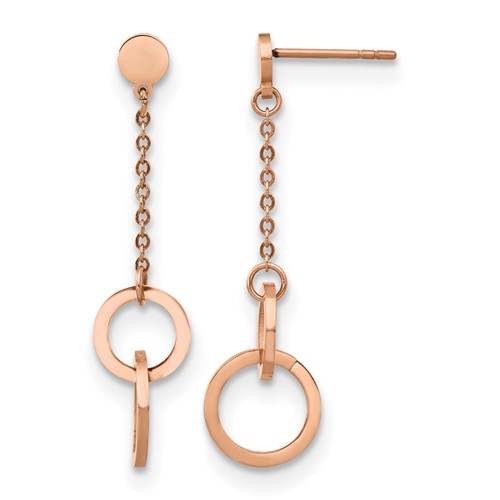 Chisel Stainless Steel Polished Rose IP-plated Post Dangle Earrings