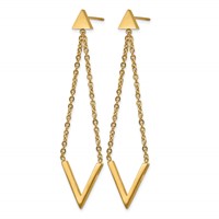 Chisel Stainless Steel Polished Yellow IP-plated Triangle Post V Dangle Earrings view 2