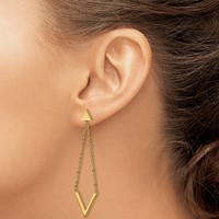 Chisel Stainless Steel Polished Yellow IP-plated Triangle Post V Dangle Earrings view 3