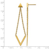 Chisel Stainless Steel Polished Yellow IP-plated Triangle Post V Dangle Earrings view 4