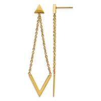 Chisel Stainless Steel Polished Yellow IP-plated Triangle Post V Dangle Earrings view 1