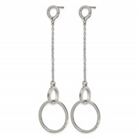 Chisel Stainless Steel Polished Circle Post Dangle Earrings view 2