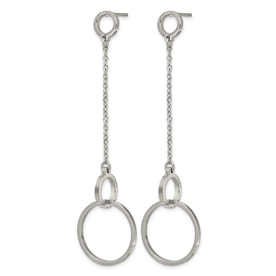 Chisel Stainless Steel Polished Circle Post Dangle Earrings