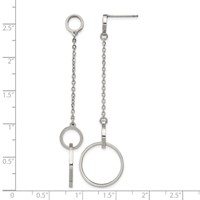 Chisel Stainless Steel Polished Circle Post Dangle Earrings view 4