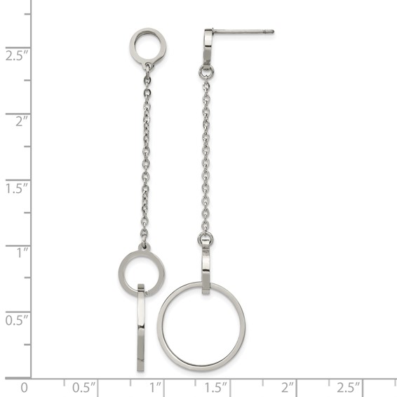 Chisel Stainless Steel Polished Circle Post Dangle Earrings