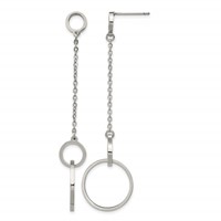 Chisel Stainless Steel Polished Circle Post Dangle Earrings view 1